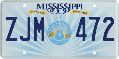 MS license plate ZJM472
