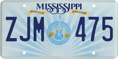 MS license plate ZJM475