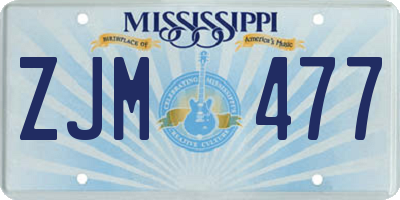 MS license plate ZJM477