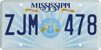 MS license plate ZJM478