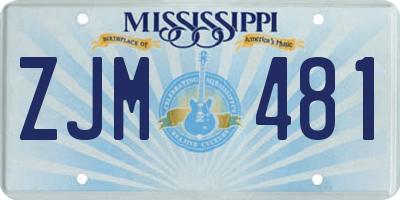 MS license plate ZJM481
