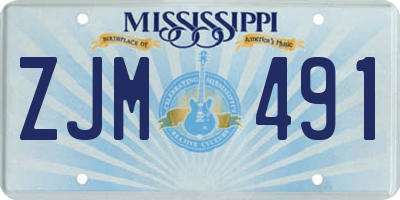 MS license plate ZJM491