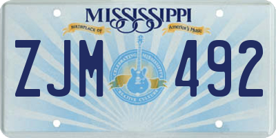 MS license plate ZJM492