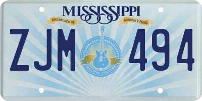 MS license plate ZJM494