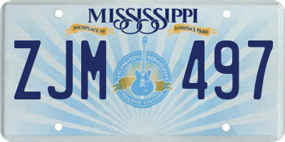 MS license plate ZJM497