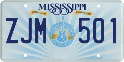 MS license plate ZJM501