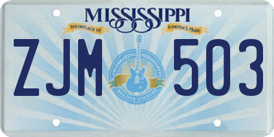 MS license plate ZJM503