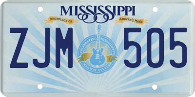 MS license plate ZJM505