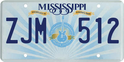MS license plate ZJM512