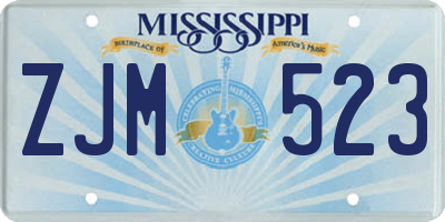 MS license plate ZJM523