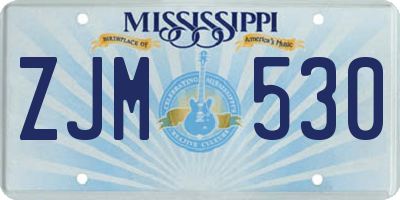 MS license plate ZJM530