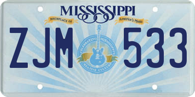 MS license plate ZJM533