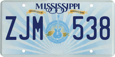 MS license plate ZJM538