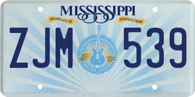 MS license plate ZJM539