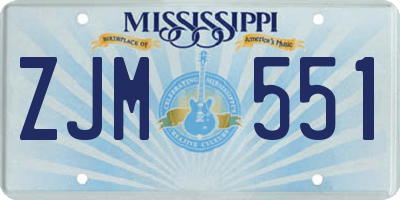 MS license plate ZJM551