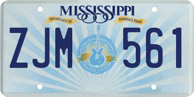 MS license plate ZJM561