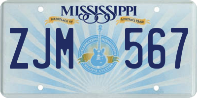 MS license plate ZJM567