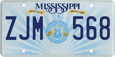 MS license plate ZJM568