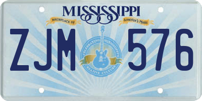 MS license plate ZJM576