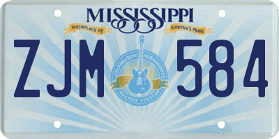 MS license plate ZJM584