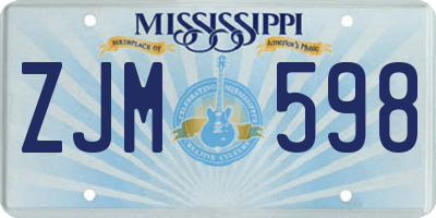MS license plate ZJM598