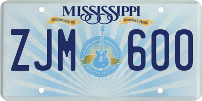 MS license plate ZJM600