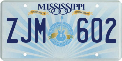 MS license plate ZJM602