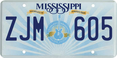 MS license plate ZJM605