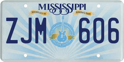 MS license plate ZJM606