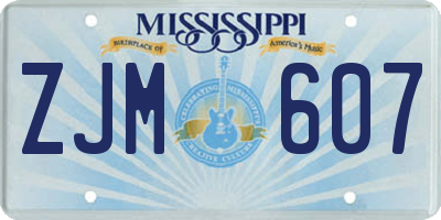 MS license plate ZJM607