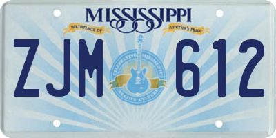 MS license plate ZJM612
