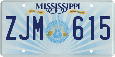 MS license plate ZJM615