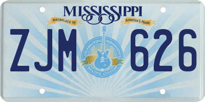 MS license plate ZJM626