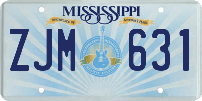MS license plate ZJM631