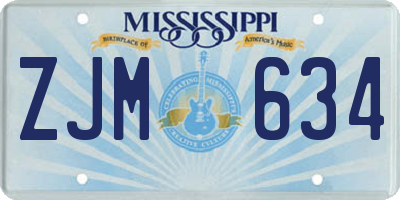 MS license plate ZJM634