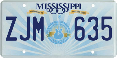 MS license plate ZJM635