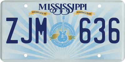 MS license plate ZJM636