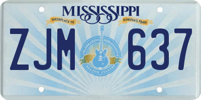 MS license plate ZJM637