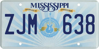 MS license plate ZJM638