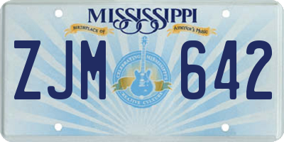 MS license plate ZJM642