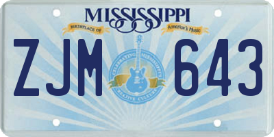 MS license plate ZJM643