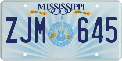 MS license plate ZJM645