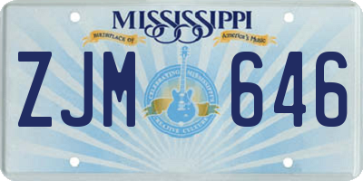 MS license plate ZJM646