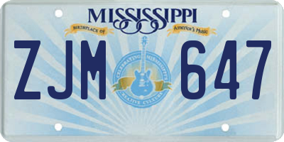 MS license plate ZJM647