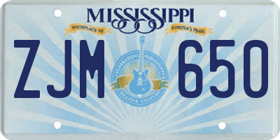 MS license plate ZJM650