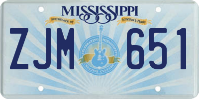 MS license plate ZJM651