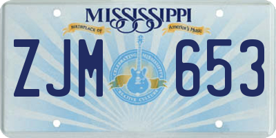 MS license plate ZJM653