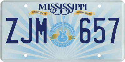 MS license plate ZJM657