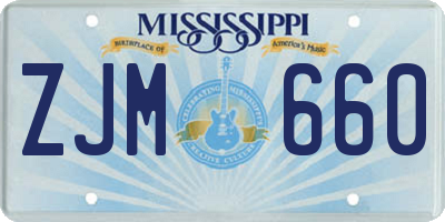MS license plate ZJM660