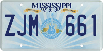 MS license plate ZJM661